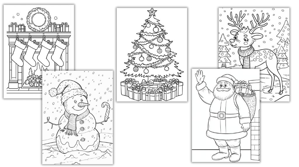 5 free Winter Holidays coloring pages
