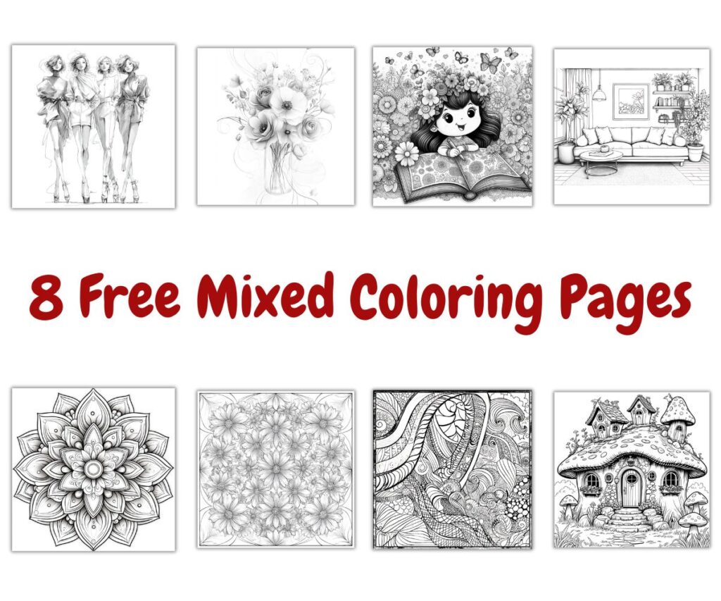 8 free mixed colored pages
