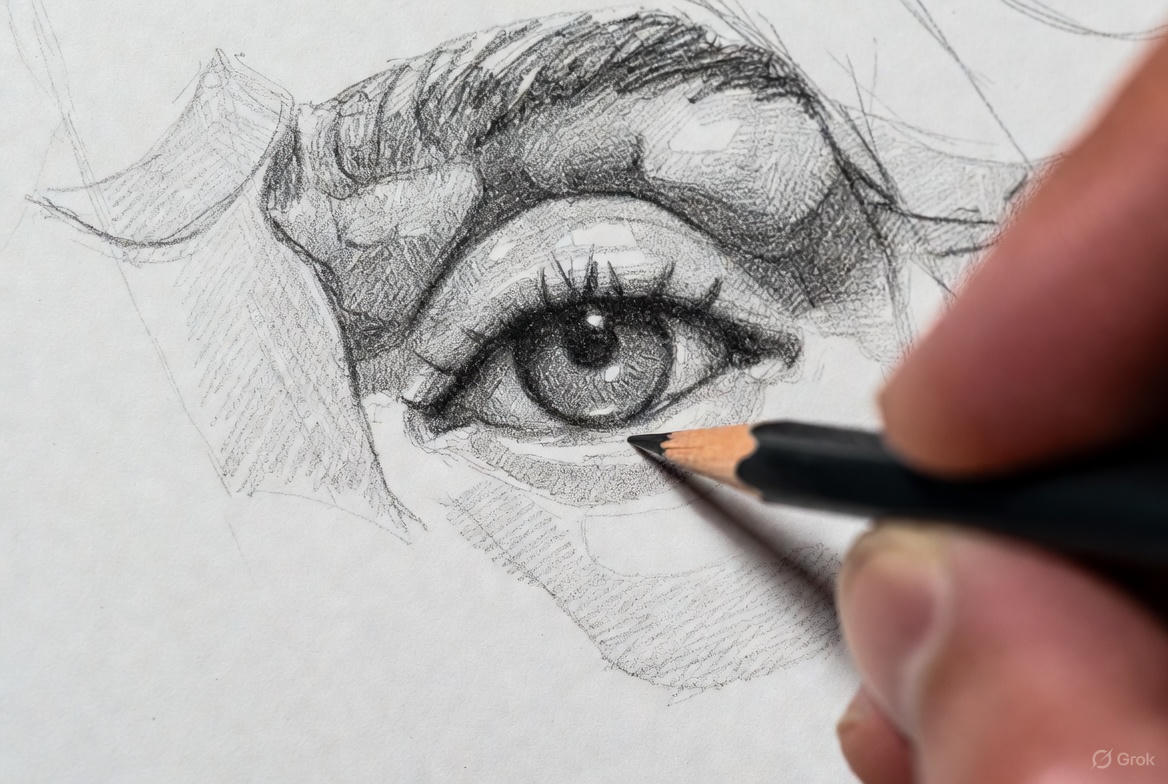 Layering light and dark pencil tones to create realistic shading