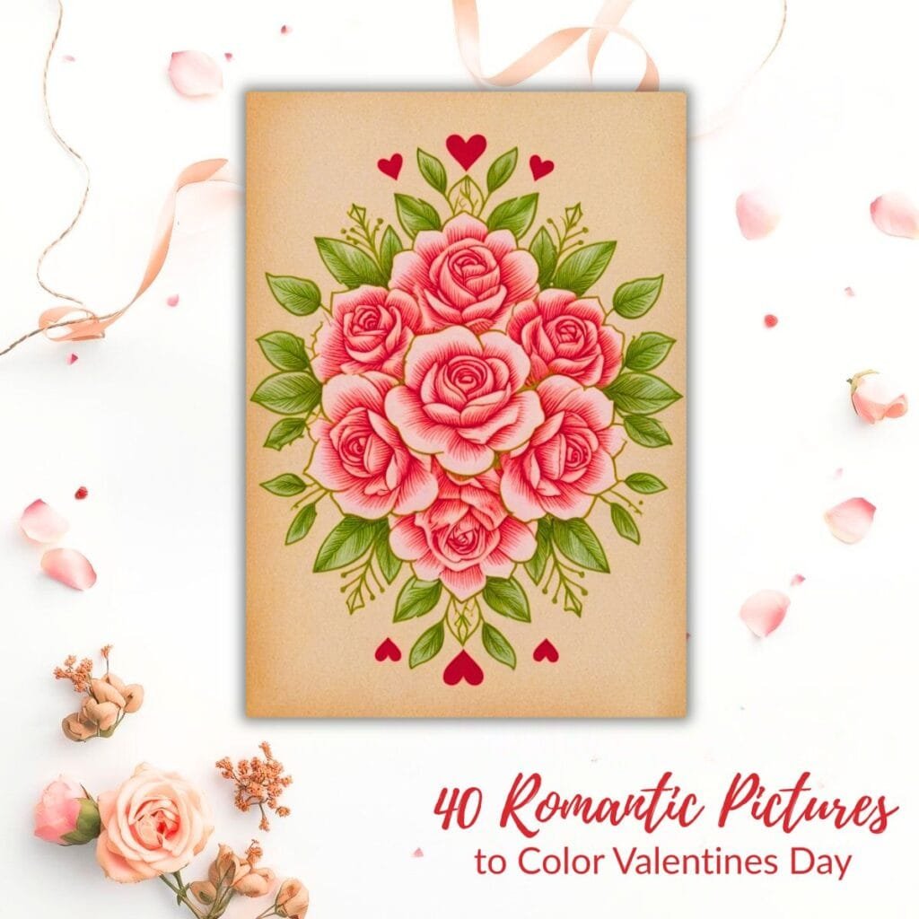Pictures to Color Valentines Day | 40 Romantic Coloring Designs for Kids & Adults