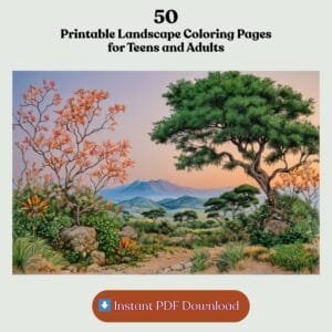 50 printable landscape coloring pages for teens & adults. Print & color nature scenes.