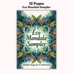 Eco Mandala Sampler featuring 12 mindful mandalas printable for relaxation