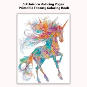 30 Unicorn Coloring Pages – Printable Fantasy Coloring Book for Creative Relaxation