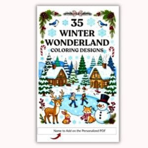 winter wonderland coloring pages with cozy winter scenes