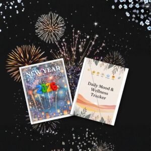 40 Festive New Year Coloring Pages + 60-Day Mood Tracking Journal with Daily Affirmations