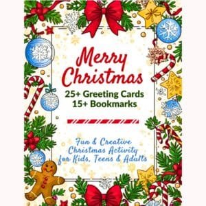 Christmas Coloring Greeting Cards – Printable DIY 25 Cards & 15 Christmas Coloring Bookmarks