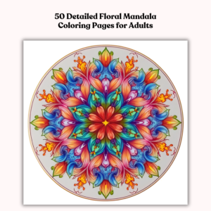 Detailed floral mandala coloring page sample for relaxation