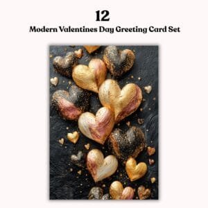 12 Luxury Valentines Day Greeting Cards – Modern Valentines Day Greeting Card Set