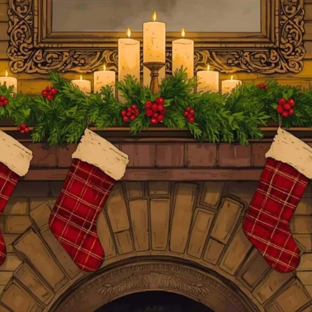 Cozy fireplace Christmas coloring sheet – standard collection