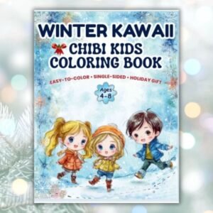 Winter Kawaii Coloring: 40 Cute Holiday & Christmas Pages