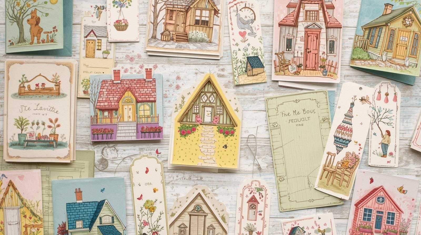 Coloring crafts made from cottage coloring pages.