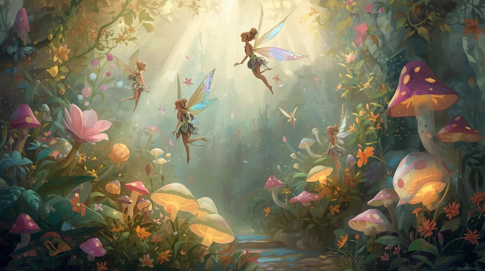 Magical coloring pages - Fairy and magical garden coloring page