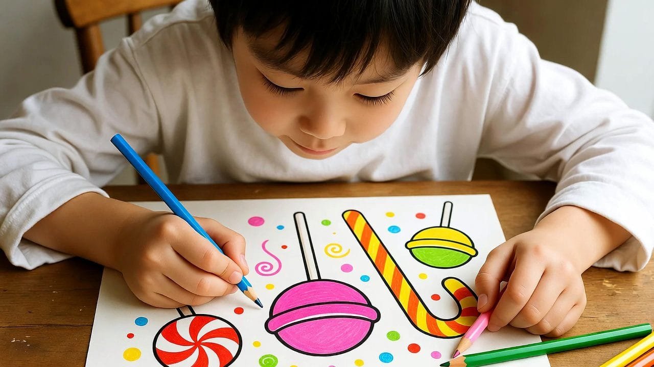 candy coloring pages - Coloring tips for beginners on Gummy Dreamland pages.