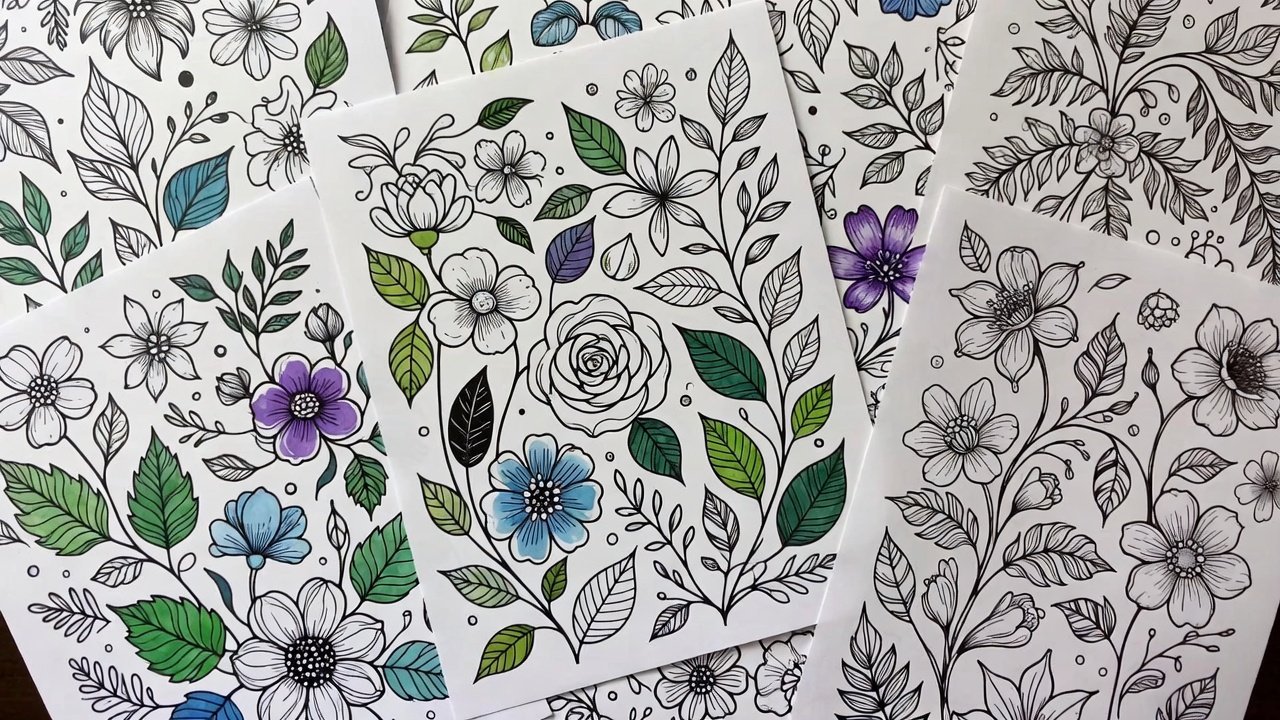 Mindfulness colouring pages for adults with calm botanical patterns