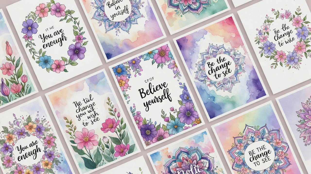 Beautiful collection of motivational coloring pages featuring positive quotes and uplifting designs with flowers and mandalas