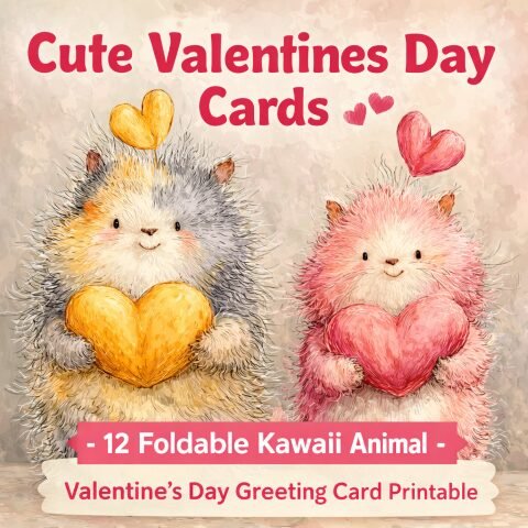 12 Cute Kawaii Valentine Cards – Playful Screen-Free Love