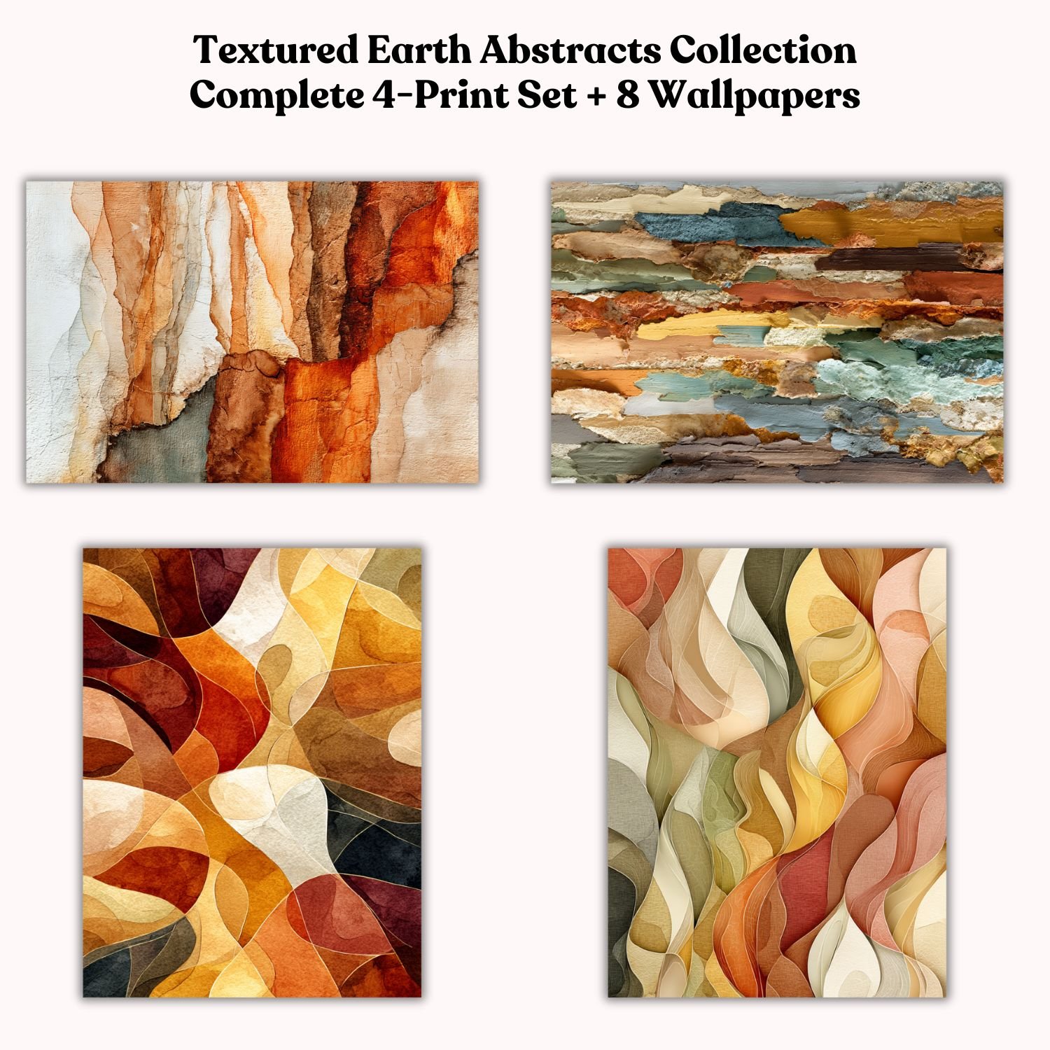 Textured Earth Abstracts Collection – Complete 4-Print Set and Wallpapers (Digital Download)