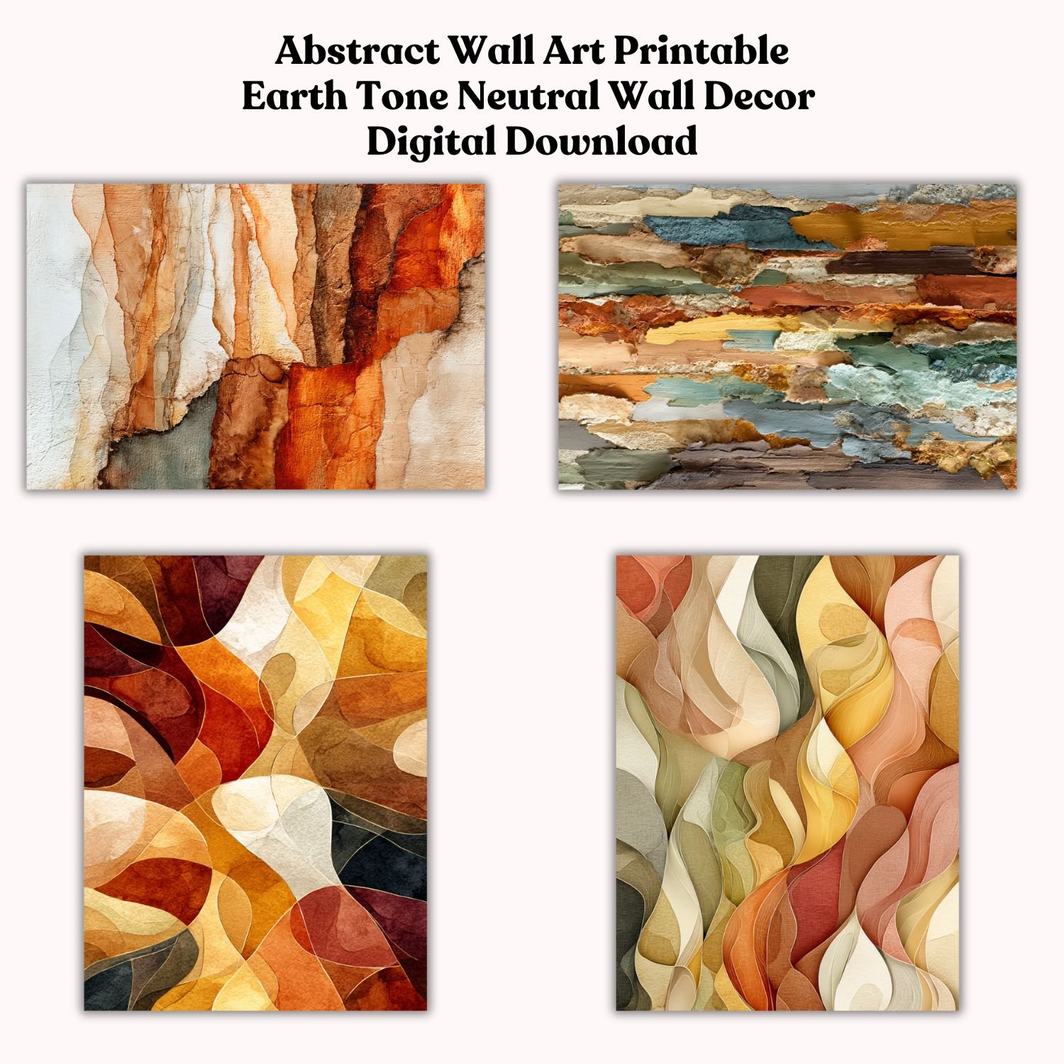 Abstract Wall Art Printable | Earth Tone Neutral Wall Decor | Digital Download