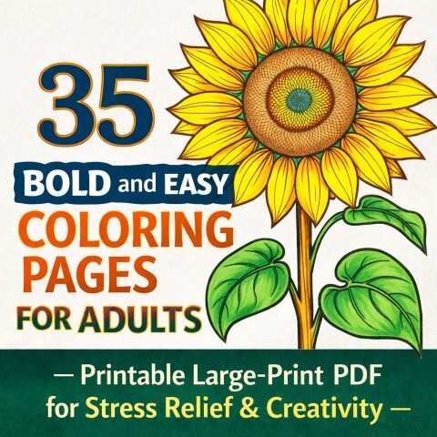 35 Bold and Easy Coloring Pages for Adults : Large Print PDF