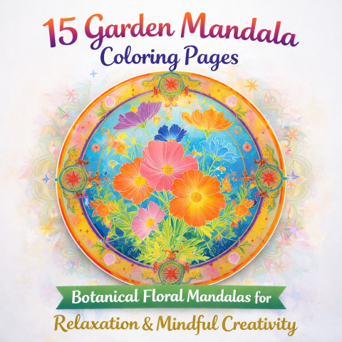 15 Garden Mandala Coloring Pages – Botanical Floral Mandalas for Relaxation & Mindful Creativity