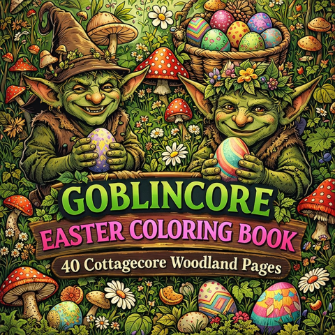Goblincore Easter Coloring Book – 40 Cottagecore Woodland Pages