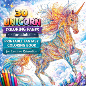 30 Unicorn Coloring Pages – Printable Fantasy Coloring Book for Creative Relaxation