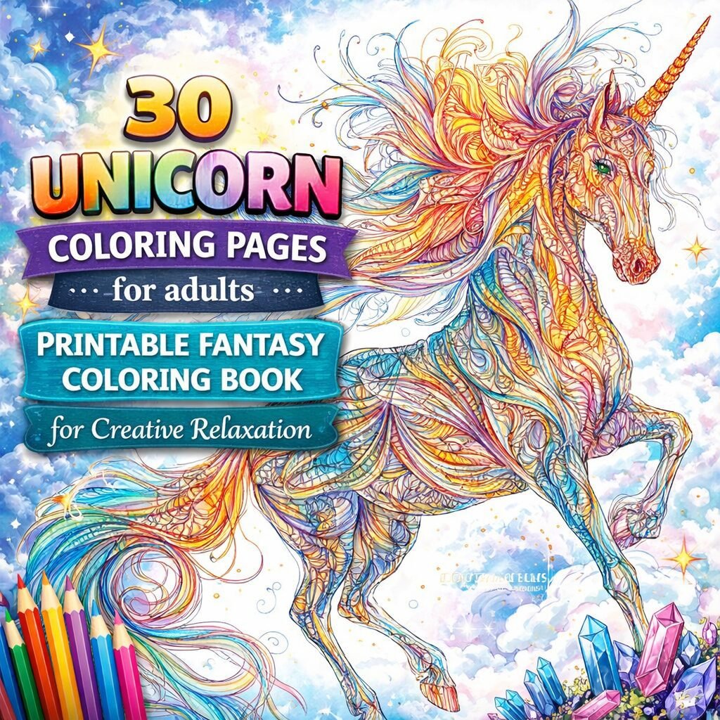 30 Unicorn Coloring Pages — Magical Printable Fantasy Book