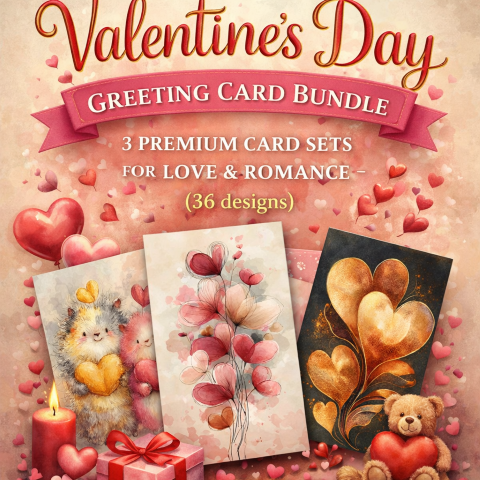 Valentine’s Day Greeting Card Bundle – 3 Premium Card Sets for Love & Romance