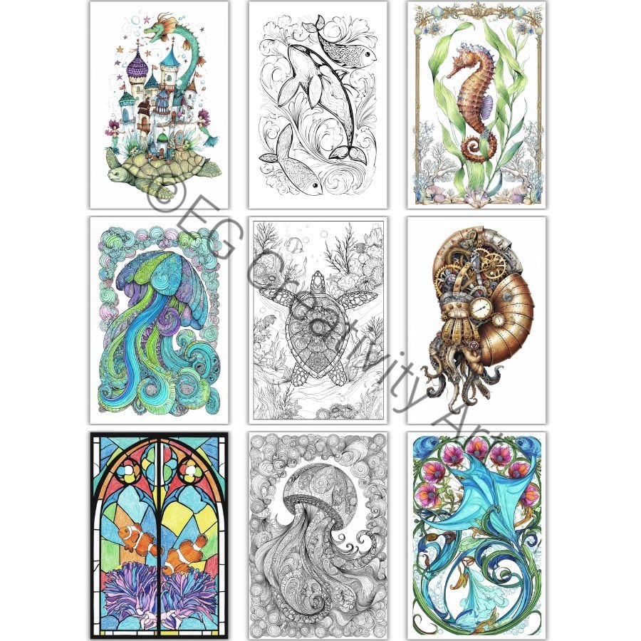 adult coloring pages stress relief marine life coloring pages sea creatures coloring book adults underwater coloring sheets adults